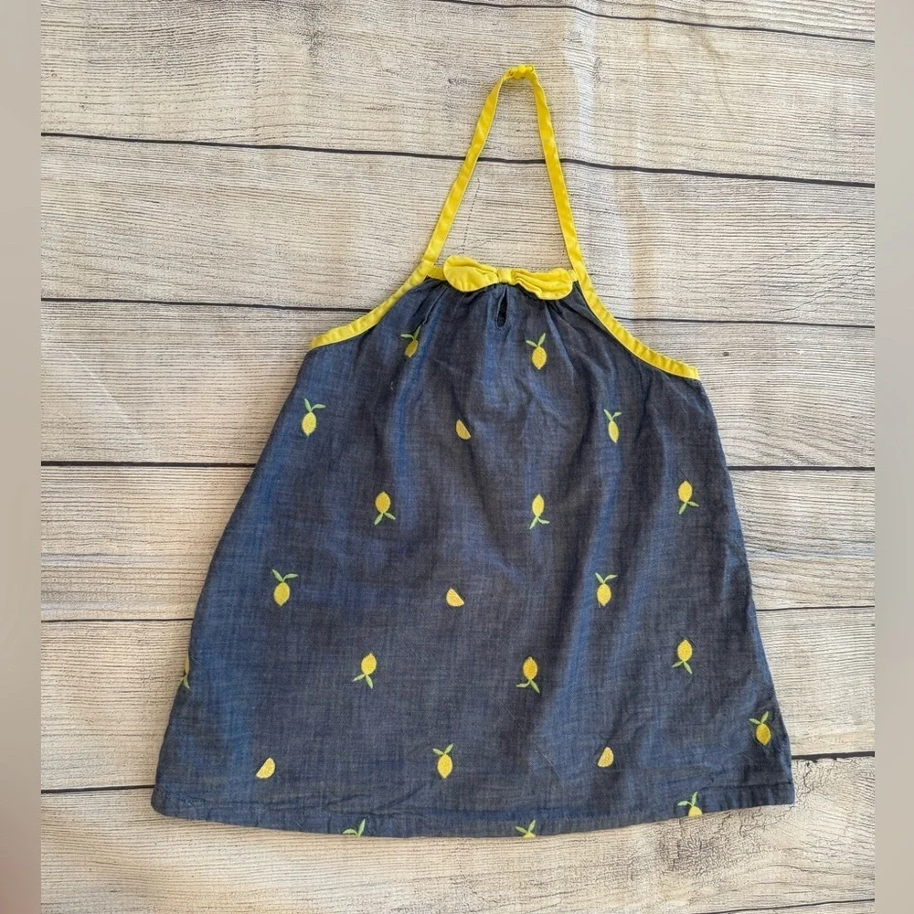 GYMBOREE Charming Kids Lemon Print Dress - Yellow & Blue/size 12